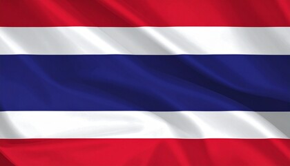Thailand national flag waving with fabric texture.