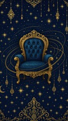 Fototapeta premium Luxurious celestial-themed ornate chair.