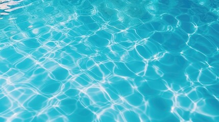 Fototapeta premium A serene, tranquil swimming pool with clear blue water and white tiles, reflecting the surrounding environment.