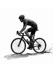 Obraz premium Dynamic Cyclist: A focused cyclist expertly navigates a winding road, showcasing the grace and power of cycling in this energetic monochrome image.