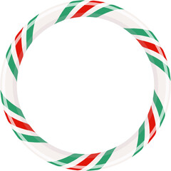 Obraz premium Xmas lollipop candy cane round border, cute striped festive frame illustration PNG