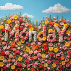 word " Monday" made with flowers. floral background.