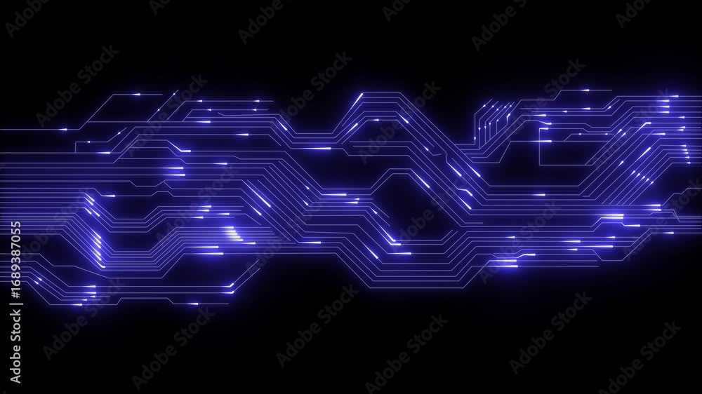 Poster futuristic glowing blue circuit board lines with data flow arrows. chatgpt said:circuit board with d