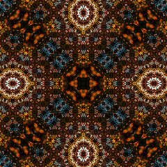 Seamless abstract pattern. Braided intricate pattern. Abstract kaleidoscope background.