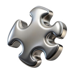 Obraz premium Shiny metallic puzzle piece symbol isolated on transparent background