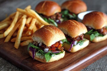 Stock Photo Description

Cheeseburger, fries, and a chicken salad sandwich are examples of fast food meals with beef, lettuce, and tomato on a white background