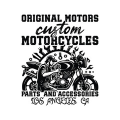 Original Motors Custom Motorcycles Parts Accessories Los Angeles CA Vector