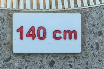 Sign Indicating 140 Centimeters Depth