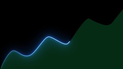 Abstract glowing neon blue line graph rising on dark green background representing financial. Digital finance and data growth trends. Modern technology and financial analytics visualization. - Powered by Adobe