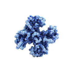 3D Render of a Protein Molecule, Abstract Blue Structure, Scientific Illustration