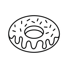 Simple outline drawing of a frosted donut with sprinkles
