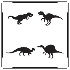 Dinosaur Silhouettes Set – T. Rex, Stegosaurus, and Prehistoric Animal Illustrations for Graphic Projects, Educational Art, and Kids’ Designs