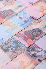 Kuwait paper money, dinar banknotes as currency for exchange or travel. Kuwaiti money