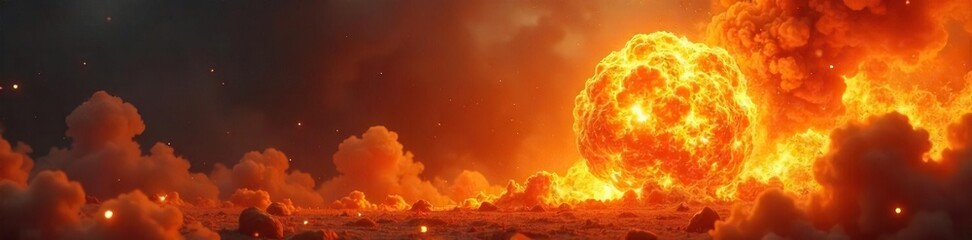 Fiery orange and yellow fireball explosion background with swirling smoke and glowing embers, perfect for fantasy or apocalyptic themes , smoke, apocalyptic, fiery