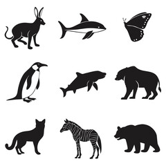 set of animals silhouettes