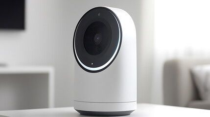 Modern Smart Home Security Camera on a Tabletop