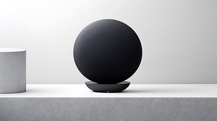 Spherical Object on Pedestal with Cylinder Beside