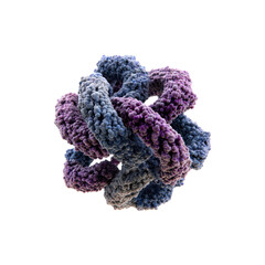 Abstract 3D Render of a Complex Molecular Structure, Intricate Knot of Purple and Blue Spheres