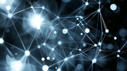 Interconnected Nodes and Lines Forming a Complex Network