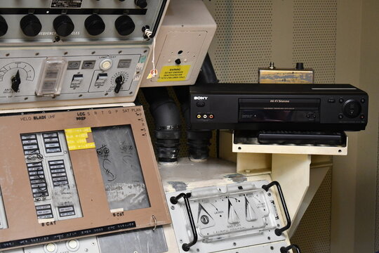 De-Commissioned Nuclear Launch Facility. Old Sony VCR sits atop nuke control station.