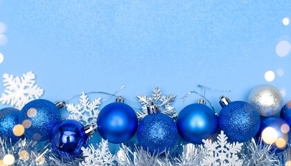 Festive blue and silver Christmas ornaments