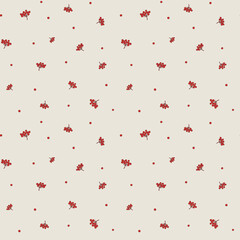 Seamless pattern of hand drawn rowens. Berries seamless pattern.