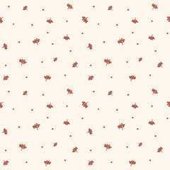 Seamless pattern of hand drawn rowens. Berries seamless pattern.