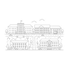 Fototapeta premium Gray Scale Line Art Cityscape Illustration