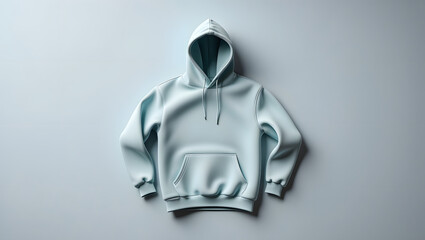 “White Cotton Hoodie Mockup Floating on Light Grey Background – Ghost Mannequin, Realistic 3D Draping, Premium Product Photography for Artwork Display”