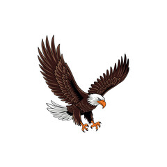 Flying Bald Eagle Mascot Logo Vector – Hunting Bird of Prey Emblem with Spread Wings for Sports, Gaming, and Team Identity
