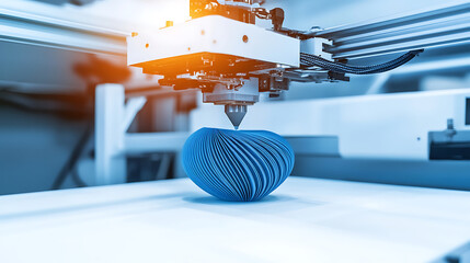 3D Printer Crafting a Spiral Object in a High-Tech Environment