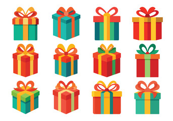 Colorful Gift Box Collection Festive Presents for Celebrations and Special Occasions