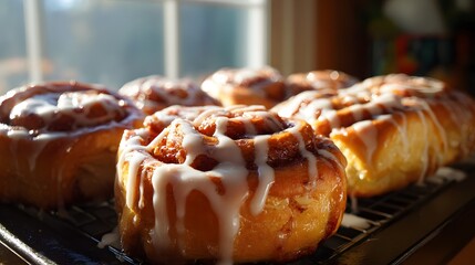 Sweet Cinnamon Rolls with Icing - Homemade Pastry | Delicious Dessert & Breakfast Ideas | Golden Brown Bakery Comfort Food Photography | Festive & Seasonal Baking Treats