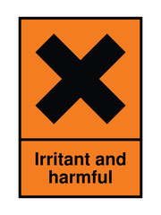 Obraz premium Irritant and Harmful Chemical Warning Label – Orange Square Hazard Sign for Workplace Safety, Packaging & Transport High-Contrast Vector for Global Use