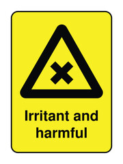 Obraz premium Irritant and Harmful Substance Warning Sign with Label – Triangular Safety Symbol for Chemical Hazards, Industrial Zones & Transport High-Visibility Vector for Global Use