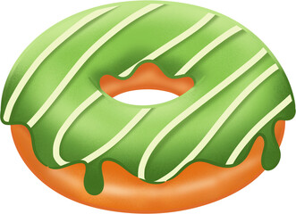 Illustration of Donut with Green Glaze