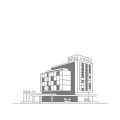 Fototapeta premium Grey Scale Hotel Building Illustration