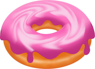 Illustration of Donut with Pink Glaze