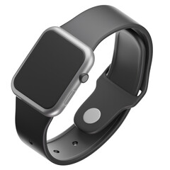Modern smartwatch with dark band and screen, perfect for technology blogs, websites, or social media content related to wearables and gadgets.