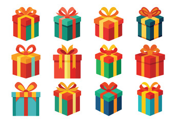 Colorful Gift Boxes Collection for Christmas or Birthday Celebrations