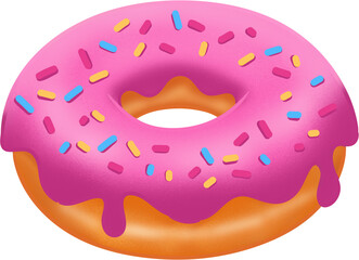 Iced Doughnut with Sprinkles Illustration