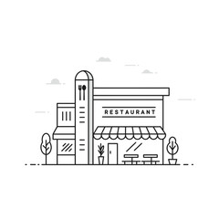Naklejka premium Line Art Illustration of a Restaurant Building