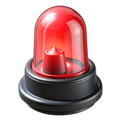 Fototapeta premium Bright red rotating emergency warning light beacon isolated on transparent background