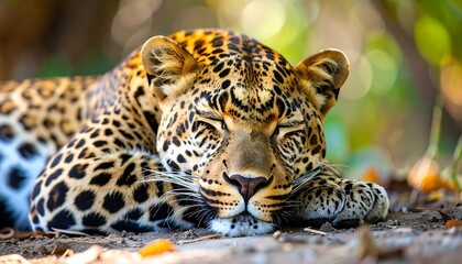 Obraz premium Leopard resting in nature (1)