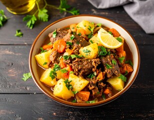 Hearty stew in a bowl (1)