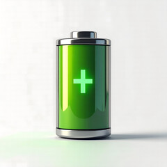 Fototapeta premium 3D vector full battery icon isolated on white background