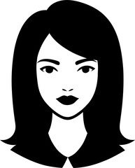 Illustration of a womans face with black hair isolated on white background