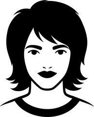 Portrait of a woman with short black hair isolated on white background