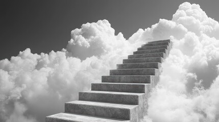 Gray Concrete Stairway to Clouds