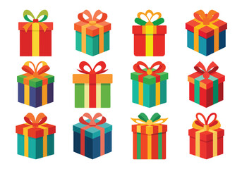 Colorful Gift Boxes Collection Holiday Presents for Celebrations and Special Occasions